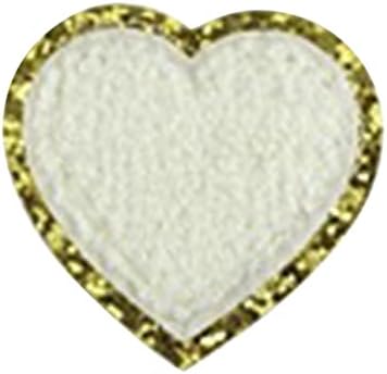 Adesivos de garrafa de água do carro amor bordado patch bordado dourado borda mix cor corações de corações decorar