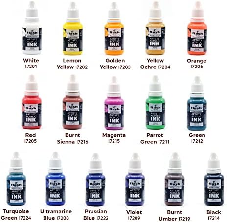 Tinta de acrílico flash, conjunto de 16 cores/garrafa com pigmentos ricos, tintas vibrantes e não tóxicas para