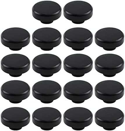 Utalind 18 PCs Putrões de madeira maciça botões vintage maçaneta de madeira puxadores redondos top lisos （preto）