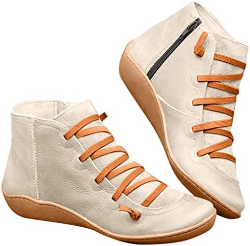 2019 New Arch Support Boots- Sapatos de amortecimento de couro feminino Botas de plataforma lateral de zíperes
