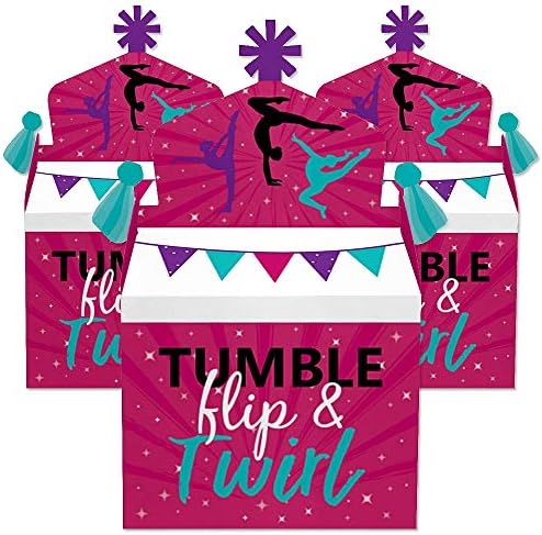 Big Dot of Happiness Tumble, Flip and Twirl - Ginástica - Tratar favores da festa da caixa - festa de aniversário