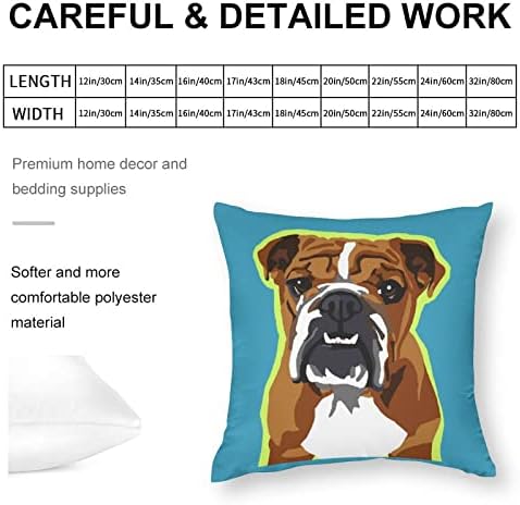 Capas de travesseiro de arte pop de bulldog inglês com almofadas de travesseiro quadrado com zíper protetor