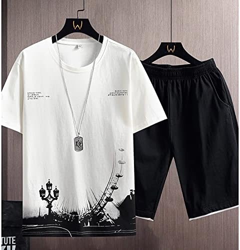 Slatiom Summer Racksuitshort Sleeve Portwearink PrintShirts+Shorts2 PC conjuntos homens Men Suits Casual Sports