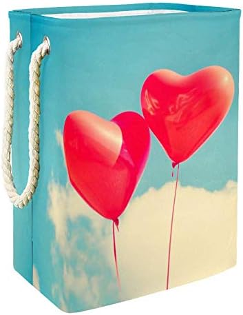 Unicey Red Heart Ballon Balão à prova d'água cestas dobráveis ​​de lavanderia para organizador caseiro cesto