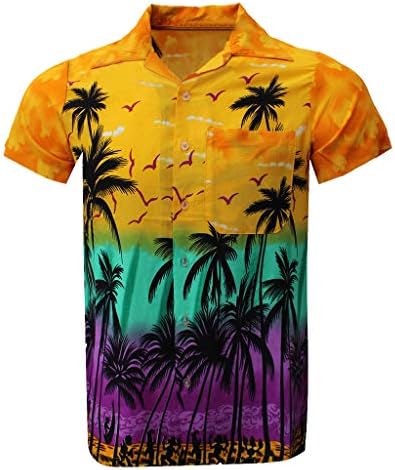 Botão casual de moda gdjgta masculino na praia de praia curta de manga curta, camiseta masculina