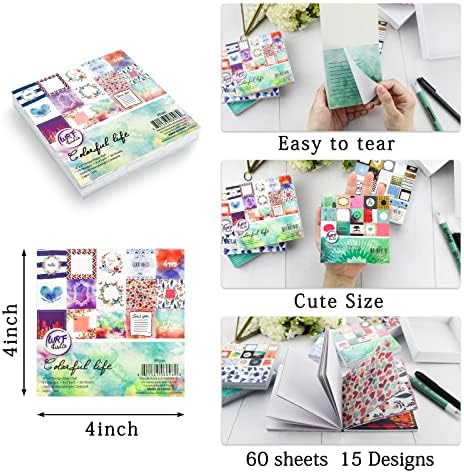 360 folhas de 4 ”x4” de scrapbook de scrapbook pad, 90 projeta plantas de papel artesanal decorativas