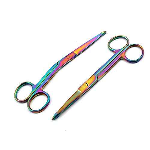 Laja Importa Conjunto de 10 Multi Titanium Color Rainbow Knowles Bandage Scissors 5 1/2 Aço inoxidável reto