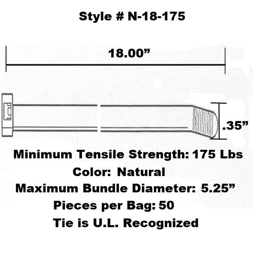 Tach-it 18 x 175 lb. força de tração em gravata de cabo colorido natural