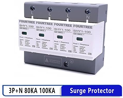Cnhkau 1pcs Protetor de surto AC 3p+n 40 ~ 80ka 60ka ~ 100ka 385v 420V SPD House Lightning Protection Protection