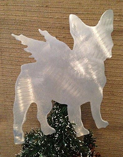 Bulldog Angel francês, francês, capela de árvore de Natal de cachorro, decoração de coroa, decoração de férias,