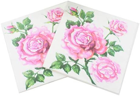 Guardanapos de colorido amosfun 20 folhas de papel floral guardanapos rosa padrão guardanapos descartáveis ​​almoço