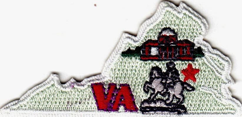 VA - Virginia State Shape - Ferro em apliques bordados Patch/Southern
