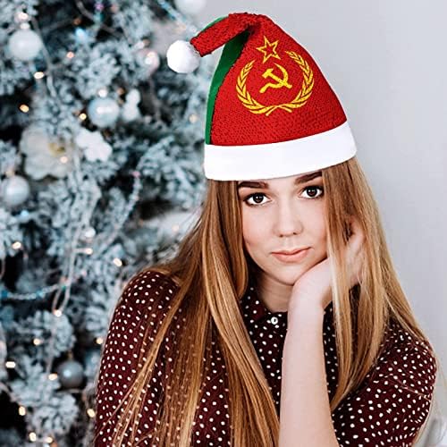 Bandeira da URSS Comunismo Funnic Chattle Hat de lantejoulas Papai Noel Hats para homens Mulheres Decorações