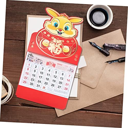 Bestoyard 3pcs 2023 ano do calendário de coelho Decoração do calendário chinês para casa Chinoiserie