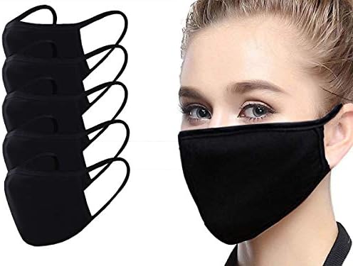 Máscara de facilidade preta algodão macio confortável lavável reutilizável respirável esticável