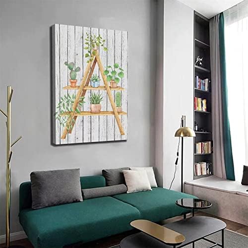 Arte de parede botânica, pôster de plantas, folhas verdes e fotos suculentas impressão de tela decoração