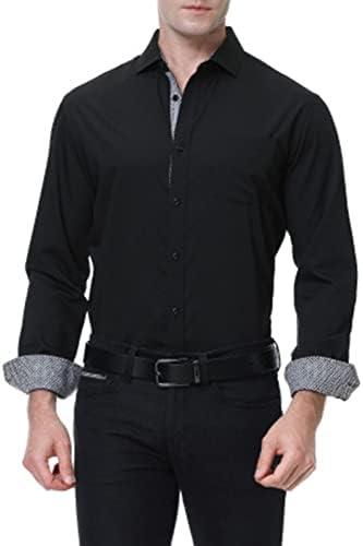 Camisetas de botão de manga comprida para homens magros camisa de vestido formal de vestido casual
