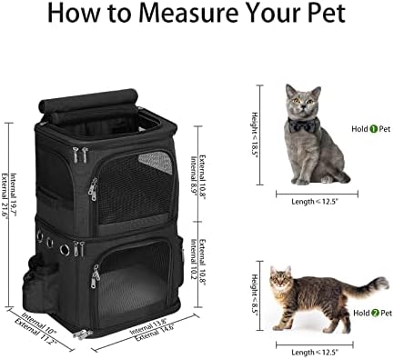 Mochila de porta de estimação do Hovono Double Compatment Pet para pequenos gatos e cães, transportadora de viagens