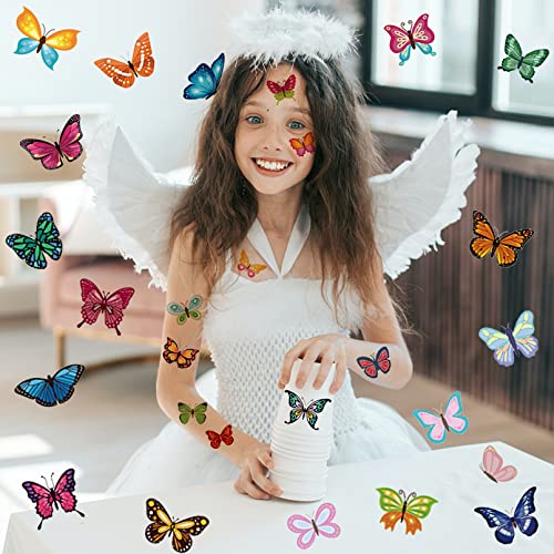 Casciybo 10 folhas de borboleta tatuagens temporárias para mulheres meninas crianças, falsas borboletas coloridas