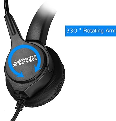 AGPTEK® 2,5 mm de fone de ouvido monaural para telefones de mesa, fone de ouvido cancelando com ruído de 6 pés-livre
