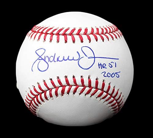 Andruw Jones autografou/assinado Atlanta Braves Rawlings OML MLB Baseball com inscrição 51 horas em 2005