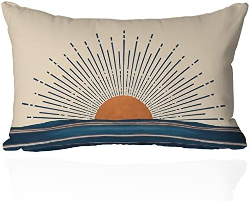 Capas de travesseiros de arremesso de sol de Boho, capas de travesseiro abstrato no pôr do sol horizontal,