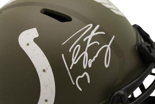 Peyton Manning assinou Indianapolis Colts Authentic Salute Helmet Fan 38943 - Capacetes NFL autografados