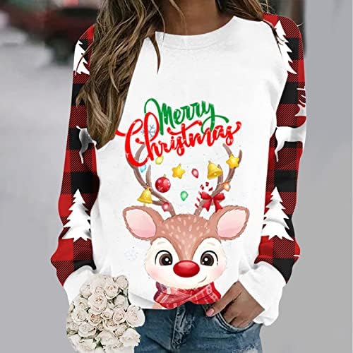 Sorto da moda para mulheres 2022 Natal Elk Impresso de manga longa Tops confortáveis ​​camisetas