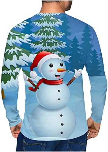 Homem de Natal Moda Moda 3D Presunto de neve T-shirts de manga longa casual para homens Pullover de