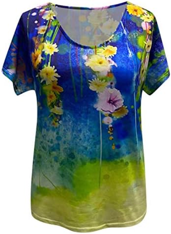 camisetas femininas lcziwo femininas estampas florais de manga curta solta V pescoço confortável e confortável