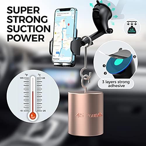 VENSTE One Touch Phone Mount for Car, Universal Car Phone Titular para Windshield compatível com todo o smartphone Android iPhone Android