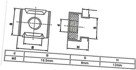 X-dree m8 x 1,25mm pitch 304 porcas de gaiola quadrada de aço inoxidável Siliver Tone 10pcs (m8 x 1,25 mm. Pitch