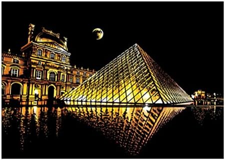 Nuobesty Louvre Pintura de arranhões pintura de arranhões papel noturno Visualize arranhões de Art