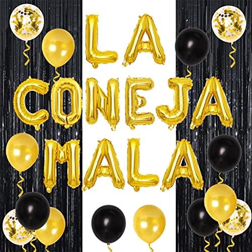 Decorações de festas de coelhinho La Coneja Mala Party Supplies Gold Rose para meninas Yo Perreo Sola Banner com