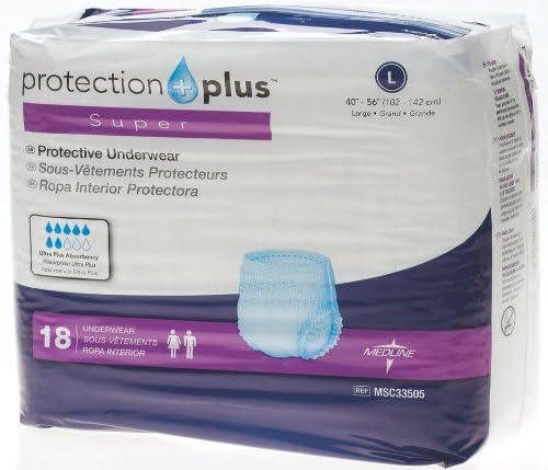 Medline Protection Plus Super Protetive Underwear, xx-grande, 12 contagem