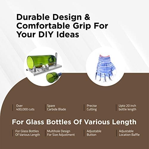 Chefore Glass Bottle Cutter para luvas de segurança de garrafa incluídas para um corte preciso- aderência