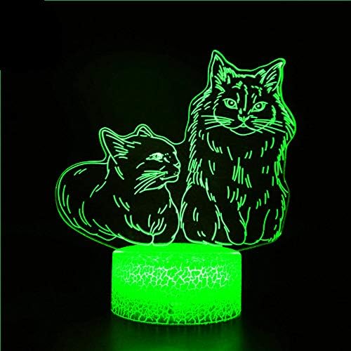 Jinnwell 3D Cat Animal Night Lâmpada leve ilusão noite 7 cor alteração de toque Touch mesa de mesa Lâmpadas