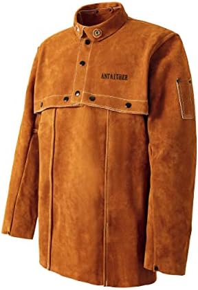 Antaither Split Cowide Leather Cape Sleeve com avental de babador, proteção de soldagem de trabalho pesado resistente
