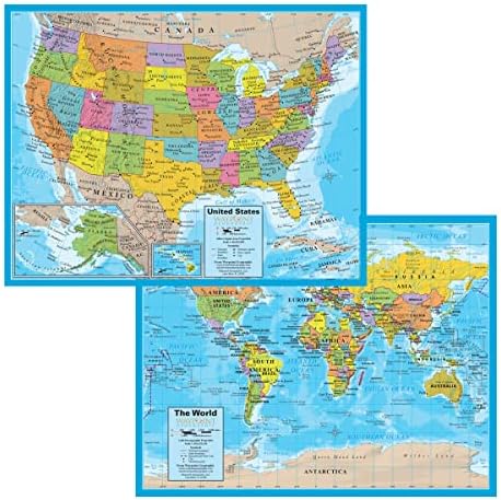 Waypoint Geographic 2 -in -1 Estados Unidos e Notebooks World Mapa para Geografia, Estudos Sociais,