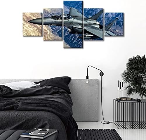 TUMOVO 5 peças de lona grande aparelho de arte de caça jato voando sobre montanhas imagens pinturas de avião