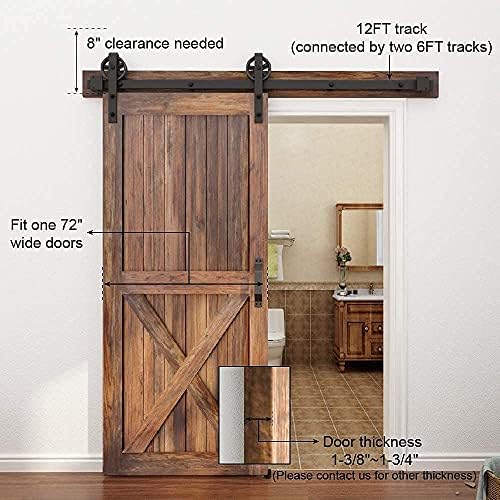 Kit de hardware de porta deslizante de madeira de 12 pés de 12 pés de 12 pés com maçanetas de portas