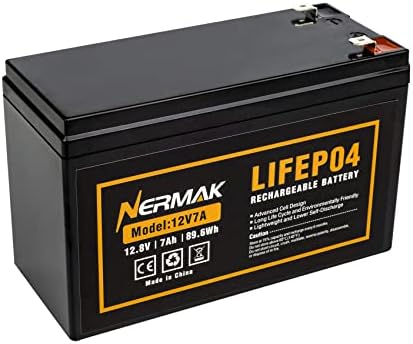 Nermak 12V 7ah lítio LifePO4 Bateria de ciclo profundo, mais de 2000 ciclos de fosfato de ferro