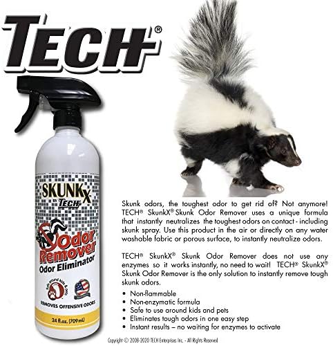 Tech Skunk -X Odor Eliminator Spray - Removedor de odor instantâneo para tecidos laváveis ​​e