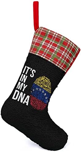 Está no meu DNA Venezuela Flag de lantejoulas de Natal meias de férias