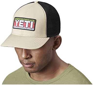 Yeti Rainbow Trout Snapback Logotipo Badge Trucker Hat, Cream