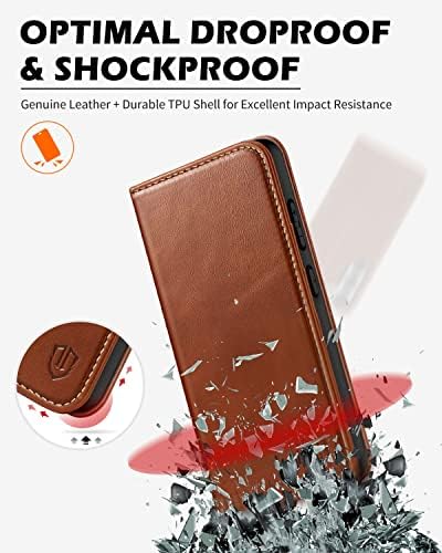 Caso Shieldon para Galaxy S23 5G, Caixa de carteira de couro genuíno S23 com suporte de bloqueio