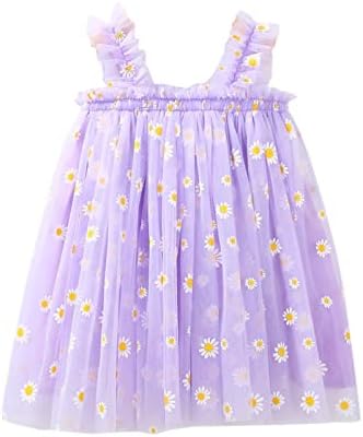 Crianças 1-6y Daisy Toddler Girls Girls Casual Tulle Baby Summer Summer Sleesess Tutu Floral Toddler
