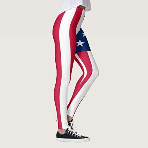4 de julho Leggings for Women Tummy Control USA Flag Star Star Pontas de Jogador