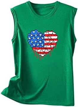 OPLXUO American Flag Tank Tops for Women Independence Day Camisetas