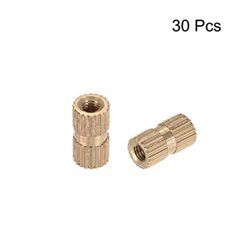 Uxcell Surnled Insert Nuts, m3 x 10mm x 5mm Kit de variedade de variedade de bronze para rosca feminina, 30 pcs